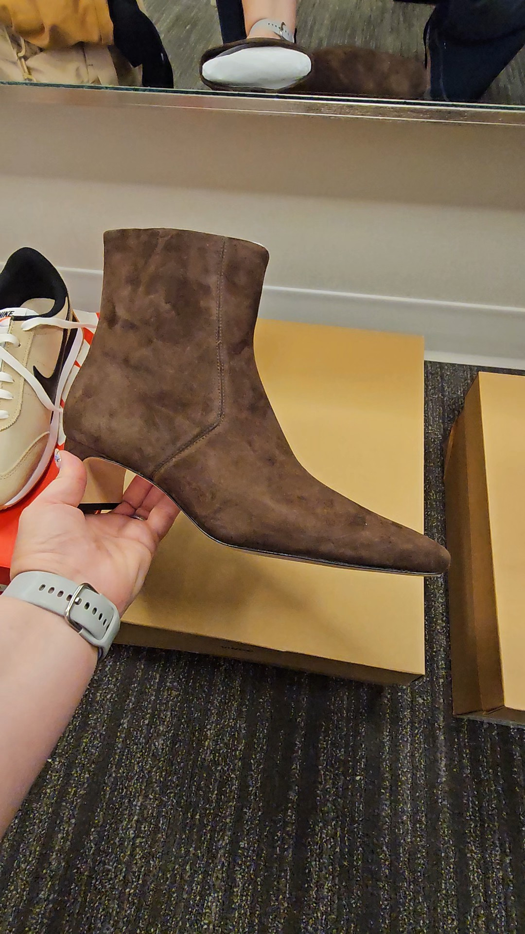 In love with these chocolate suede booties.   Grabbed my TTS 11. 

#LTKSaleAlert #LTKShoeCrush #LTKSeasonal