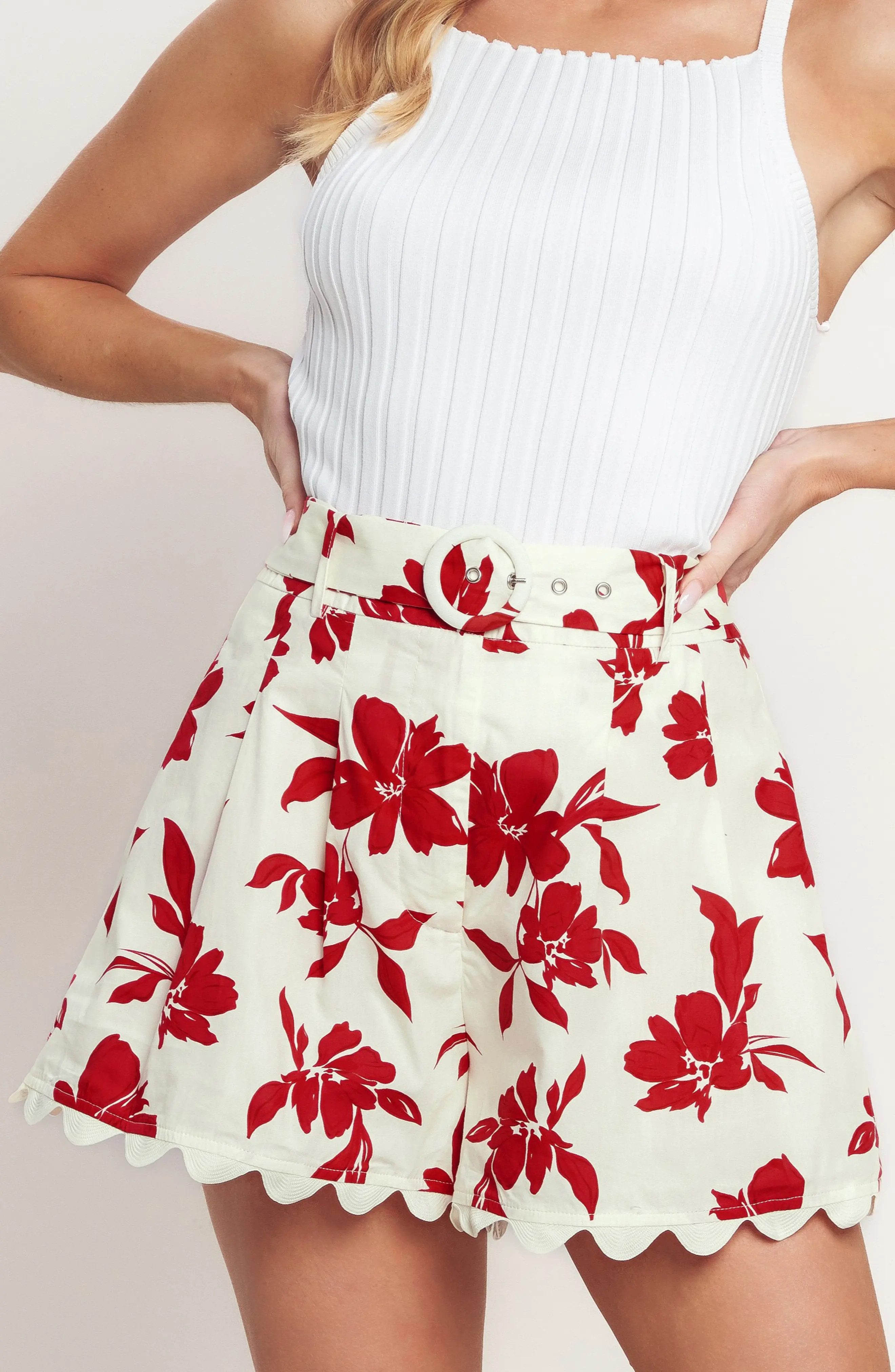 Floral Belted Cotton Shorts (Women) | Nordstromrack | Nordstrom Rack