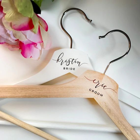 Custom Laser Engraved Wooden Wedding Party Hangers Bride  - Etsy | Etsy (US)