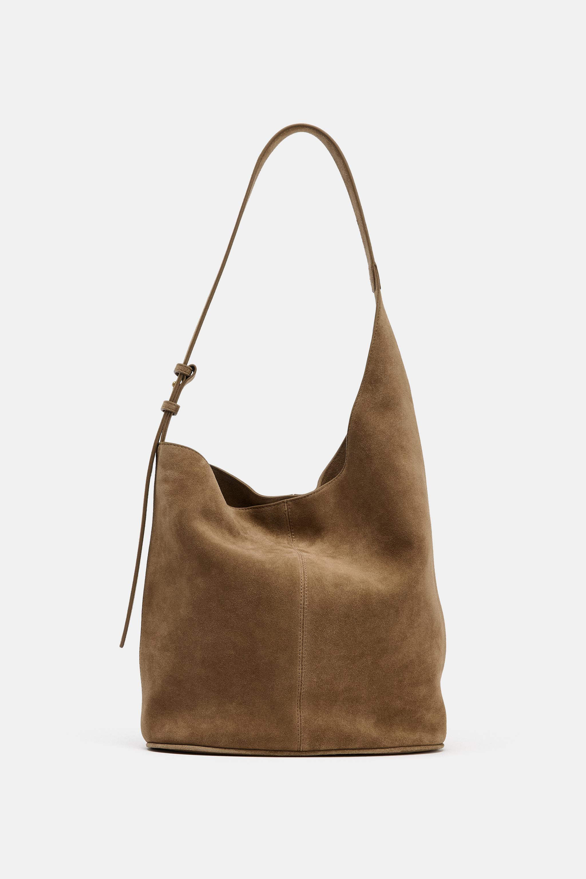 ASYMMETRIC LEATHER BUCKET BAG | Zara UK