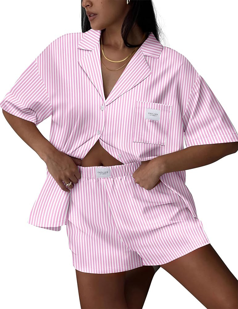 Ekouaer Two Piece Sets for Women Summer Y2K Shirt and Shorts Beach Vacation Cruise Outfits Travel... | Amazon (US)