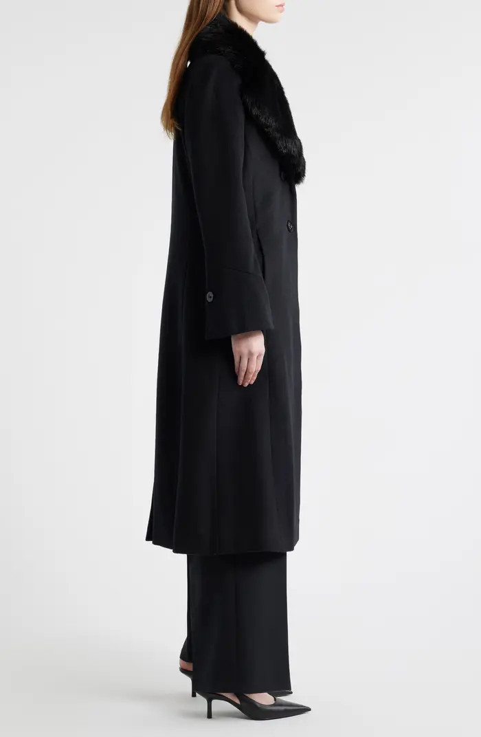 Faux Fur Collar Wool Blend Coat | Nordstrom