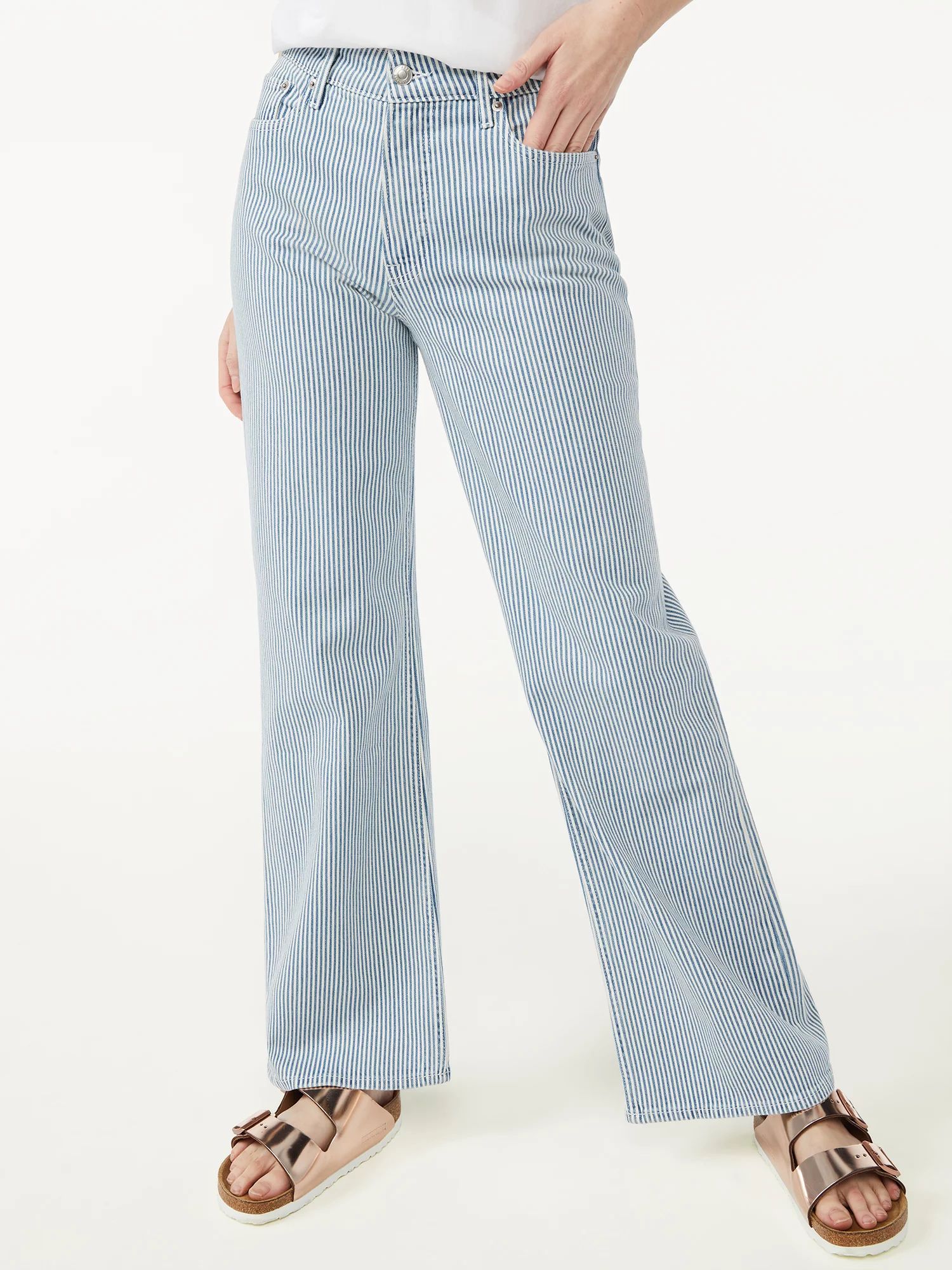 Free Assembly Women's High Rise 70's Wide Leg Straight Jeans | Walmart (US)