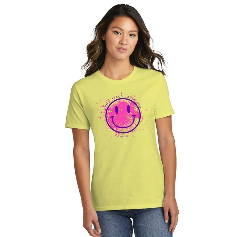 Blessed Girl Womens Boyfriend T-Shirt Smile Jesus Loves You | Walmart (US)