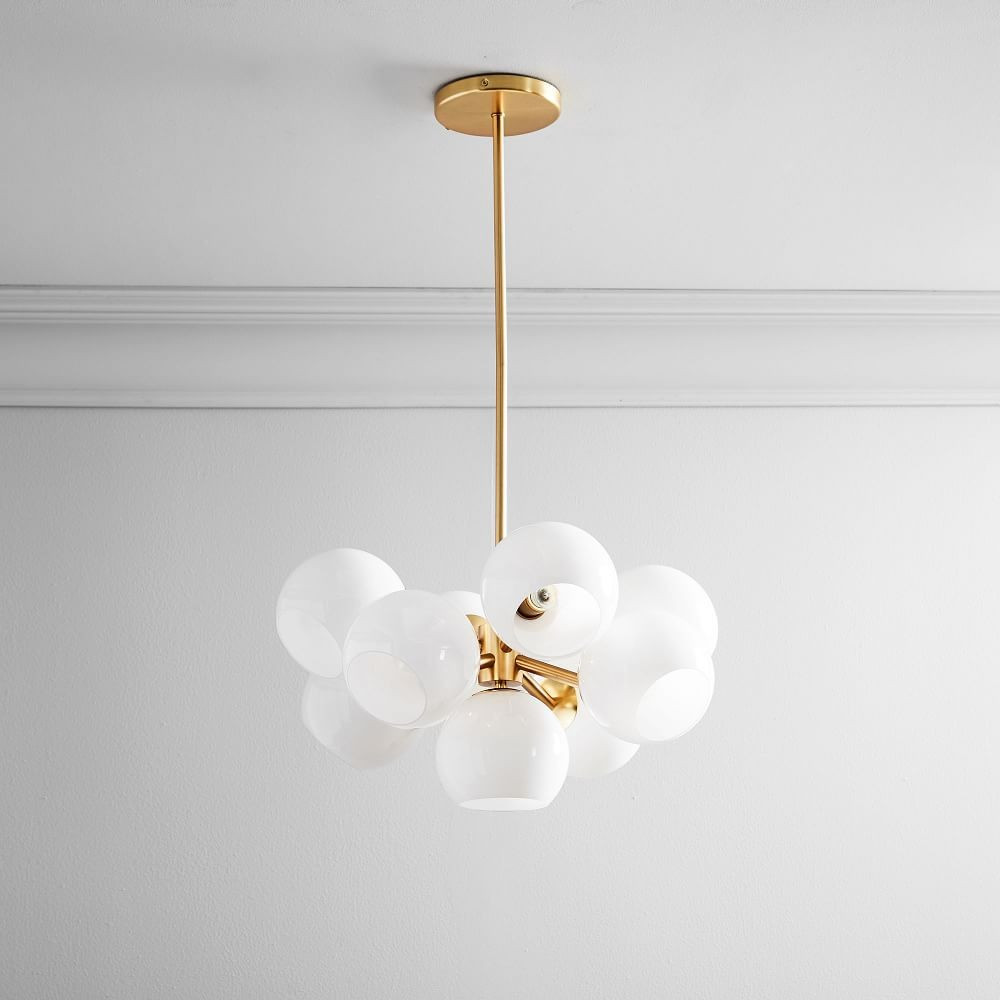 Staggered Glass 9-Light Chandelier - Milk | West Elm (US)