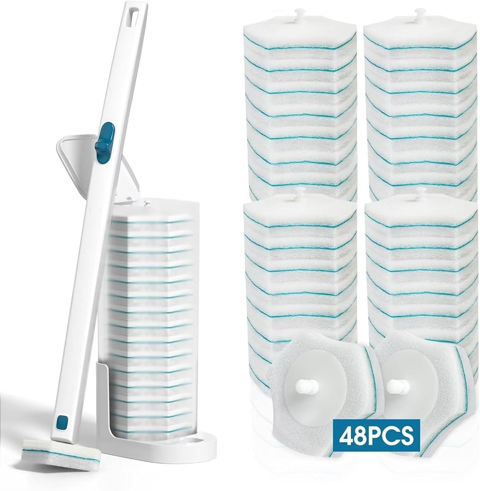 BALORIZ Disposable Toilet Brush with 48 PCS Toilet Refills, Disposable Toilet Cleaning System- To... | Amazon (US)