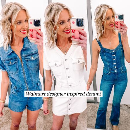Walmart designer inspired denim! 

Romper / summer outfit idea / concert outfit idea / white denim 

#LTKfindsunder100 #LTKfindsunder50