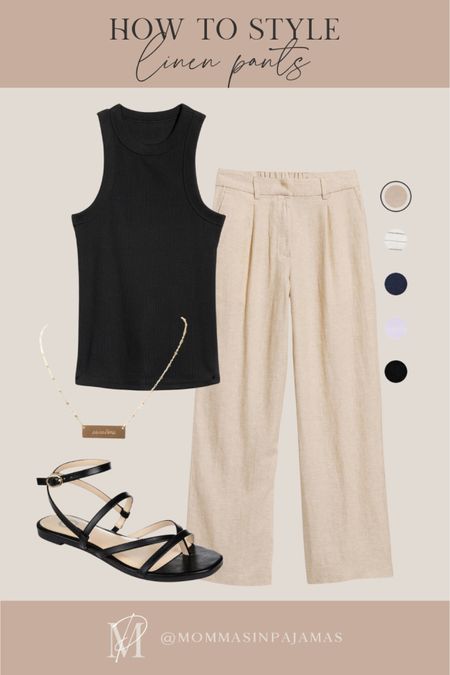 How to style linen pants petite style. Petite friendly tan linen blend pants from Old Navy (multiple colors options). I’m in a size medium petite. Tank also from Old Navy and name necklace from Taundry. Petite fashion, big bust friendly, petite outfit

#LTKfindsunder50 #LTKworkwear #LTKshoecrush
