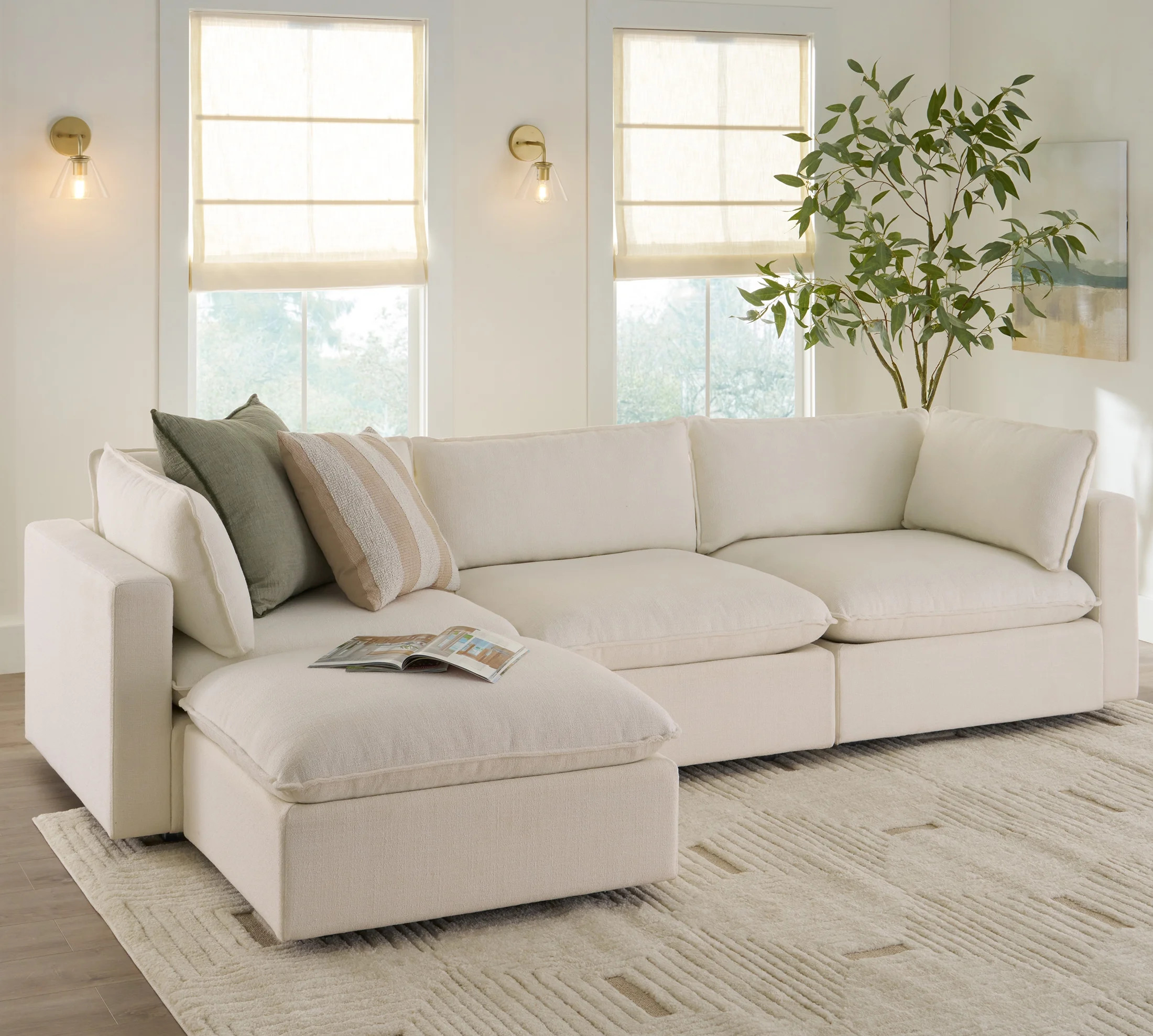 Better Homes & Gardens Weston 107.5" Cloud Modular Sectional Sofa, White | Walmart (US)