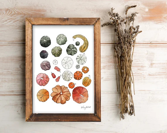 DIGITAL DOWNLOAD  Pumpkins and Gourds Wall Art Farmhouse - Etsy | Etsy (US)