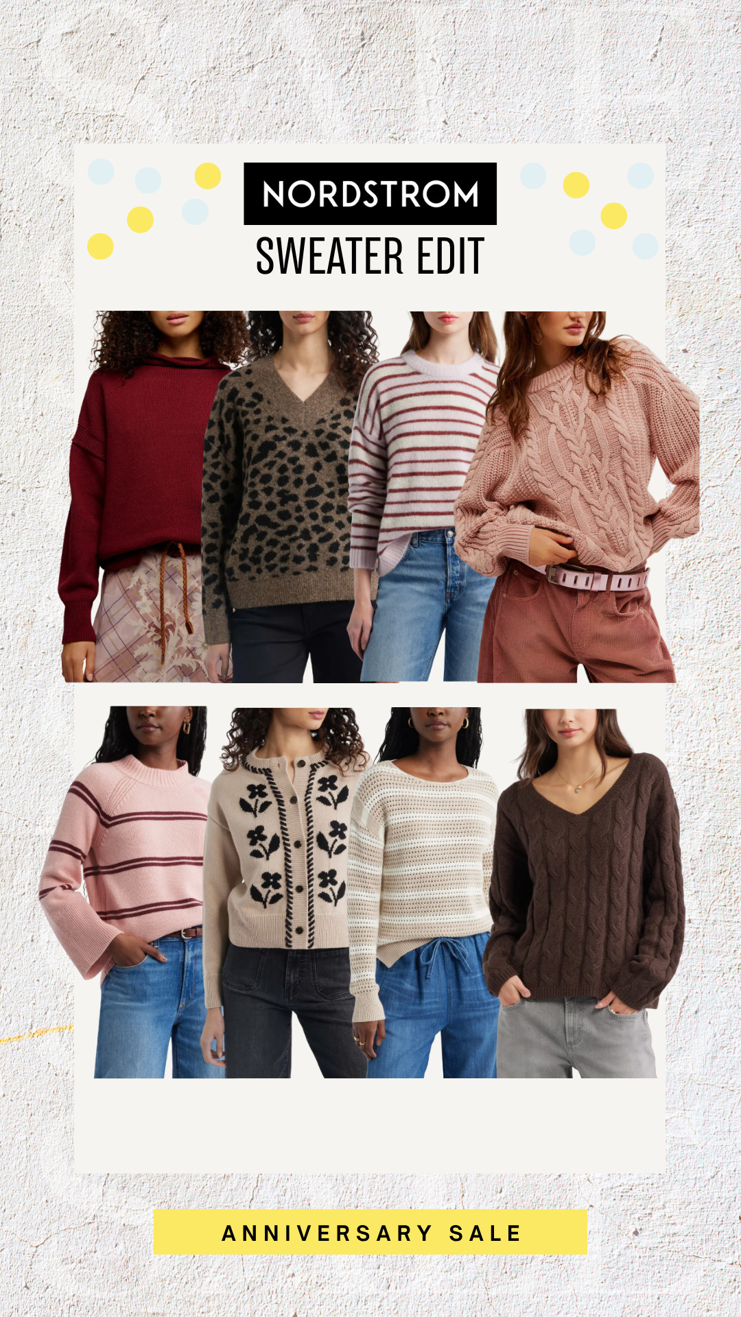 Refresh your fall wardrobe with cozy Nordstrom Anniversary Sale sweaters you'll wear on repeat all season long.

sweater weather, cozy knit sweater, cable knit sweater, striped sweater, leopard print sweater, fall wardrobe staples, early fall outfit, casual fall style, everyday sweater look, oversized knit sweater

#LTKSaleAlert