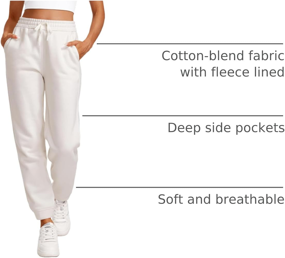 CRZ YOGA Cotton Fleece Lined Sweatpants Women High Waisted Warm Casual Lounge Jogger Pants with P... | Amazon (US)