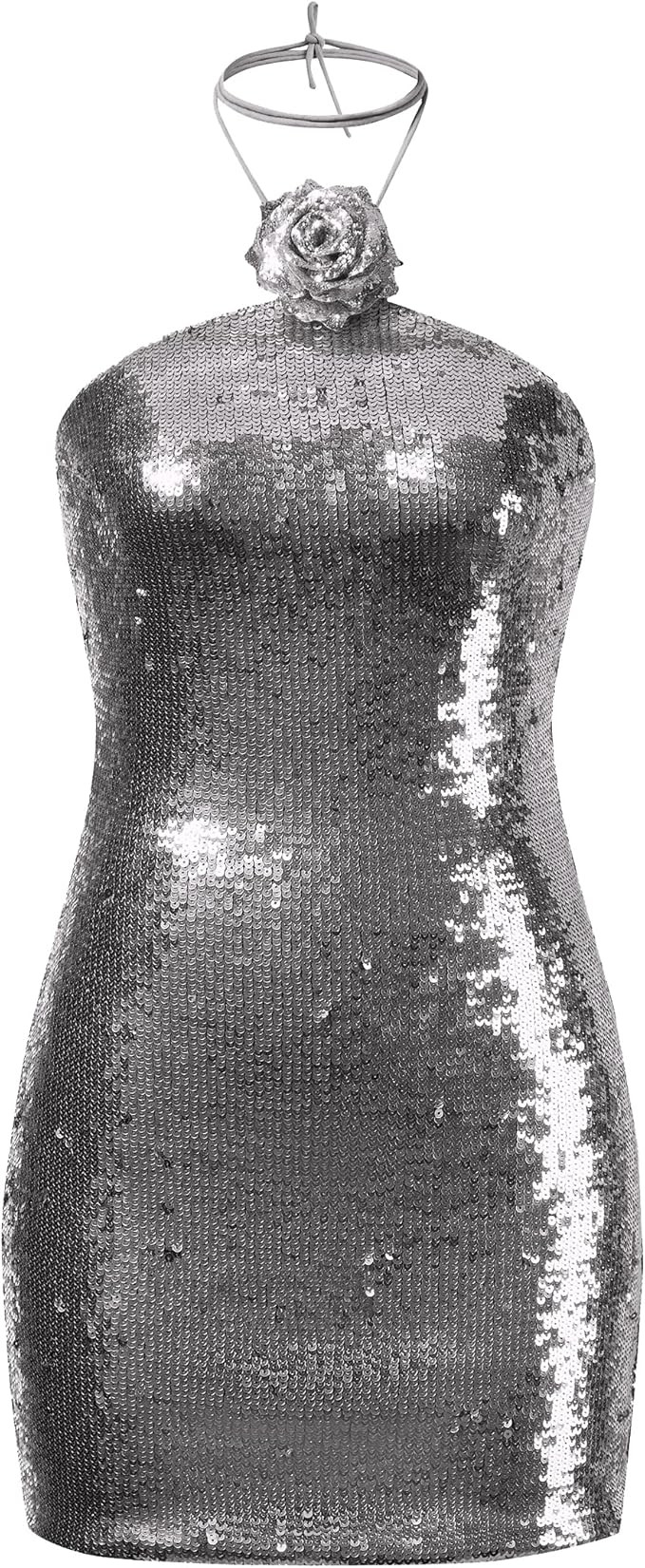 JW PEI Women's Burgundy Sequinned Halter Mini Dress | Amazon (US)