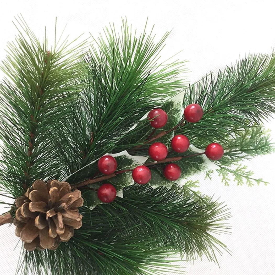Christmas Pine Pick Cute Berry Pinecone Artificial Pine Pick Fake Plant Branch | Walmart (US)