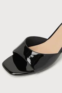 Chrysilla Black Patent High Heel Slide Sandals | Lulus