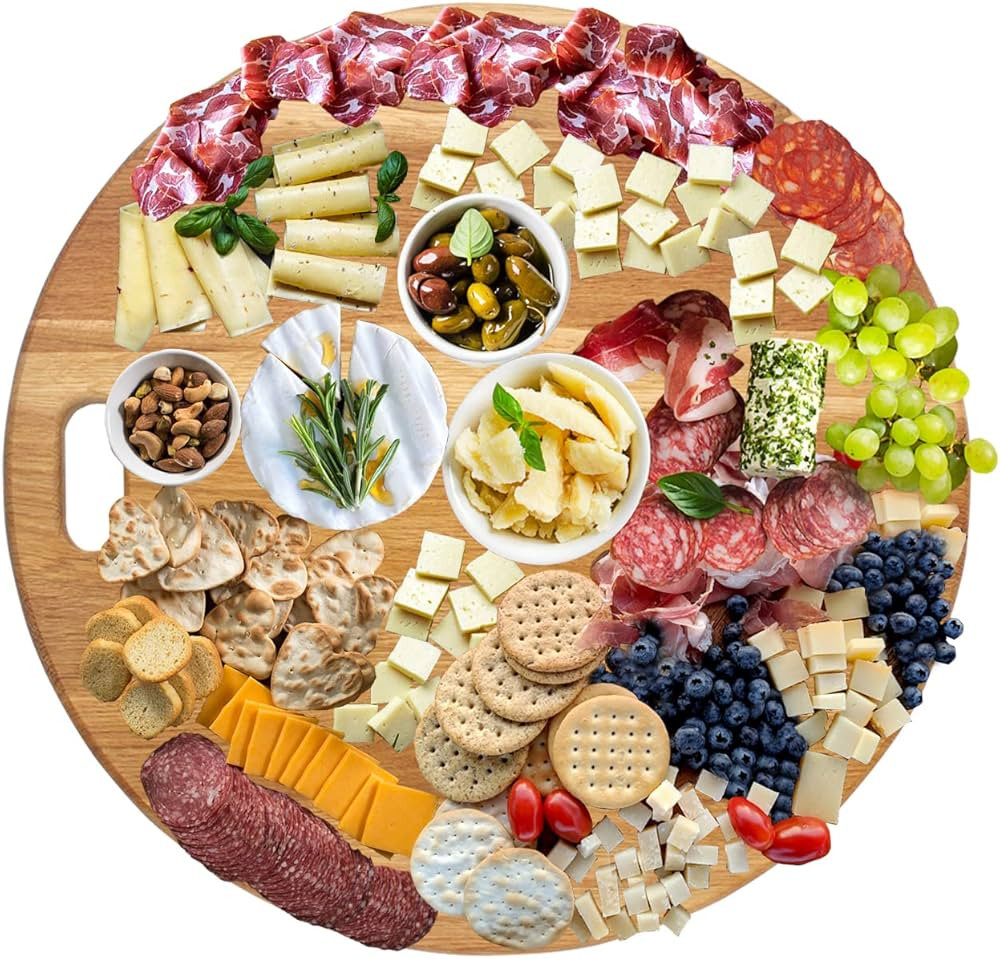 LUX American Oak Wood Diameter 19 inches Oversized Charcuterie Board | Large Cheese Board | Servi... | Amazon (US)