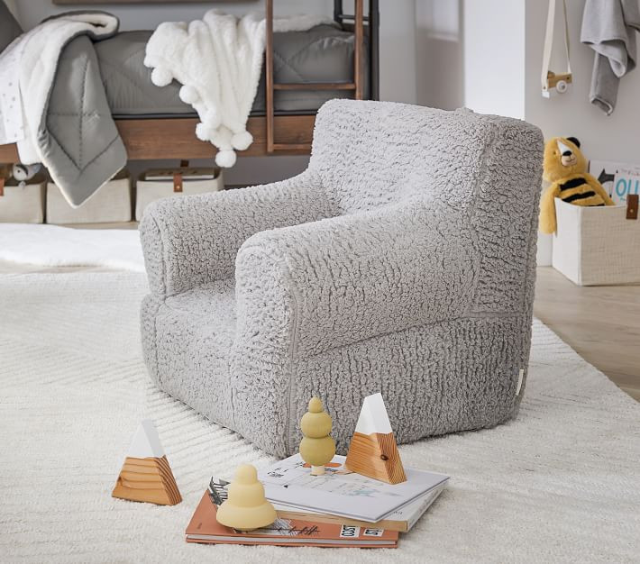 Anywhere Chair®, Gray Cozy Sherpa | Pottery Barn Kids
