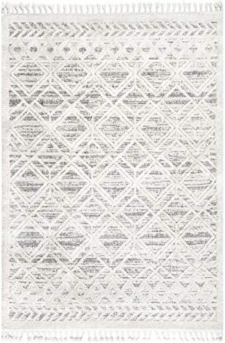 nuLOOM Ansley Soft Lattice Textured Tassel Area Rug, 3' x 5', Beige | Amazon (US)