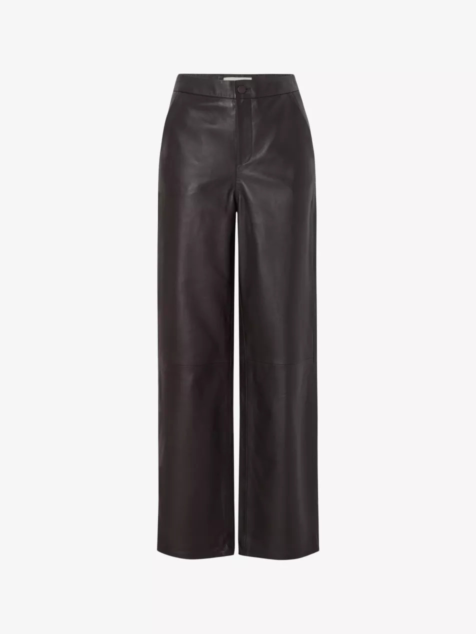 Felise slip-pocket wide-leg high-rise leather trousers | Selfridges
