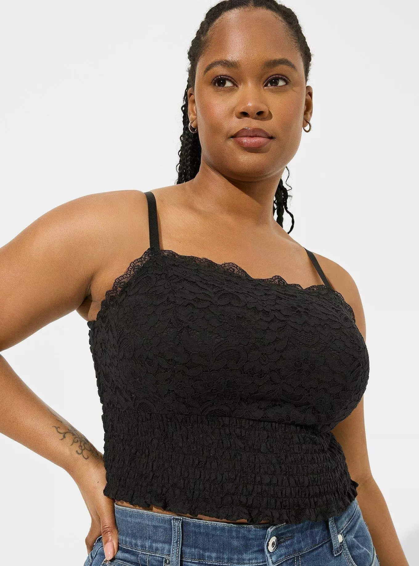 Lace Square Neck Smocked Crop Top | Torrid (US & Canada)