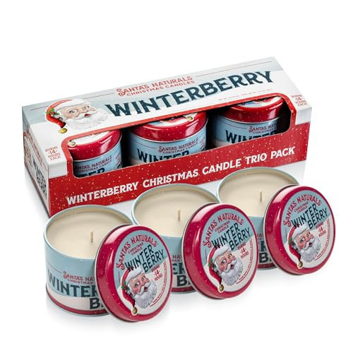 Santa's Naturals Winter Berry Christmas Mini Candles Gift Set for Holidays, Soy & Beeswax Blend, 3.5 oz Candles, 3-Pack | Amazon (US)