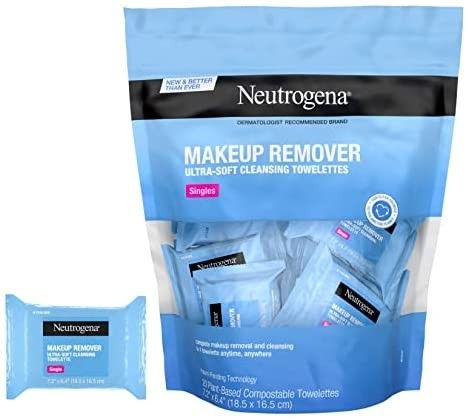 Amazon.com: Neutrogena Makeup Remover Facial Cleansing Towelette Singles, Daily Face Wipes Remove... | Amazon (US)