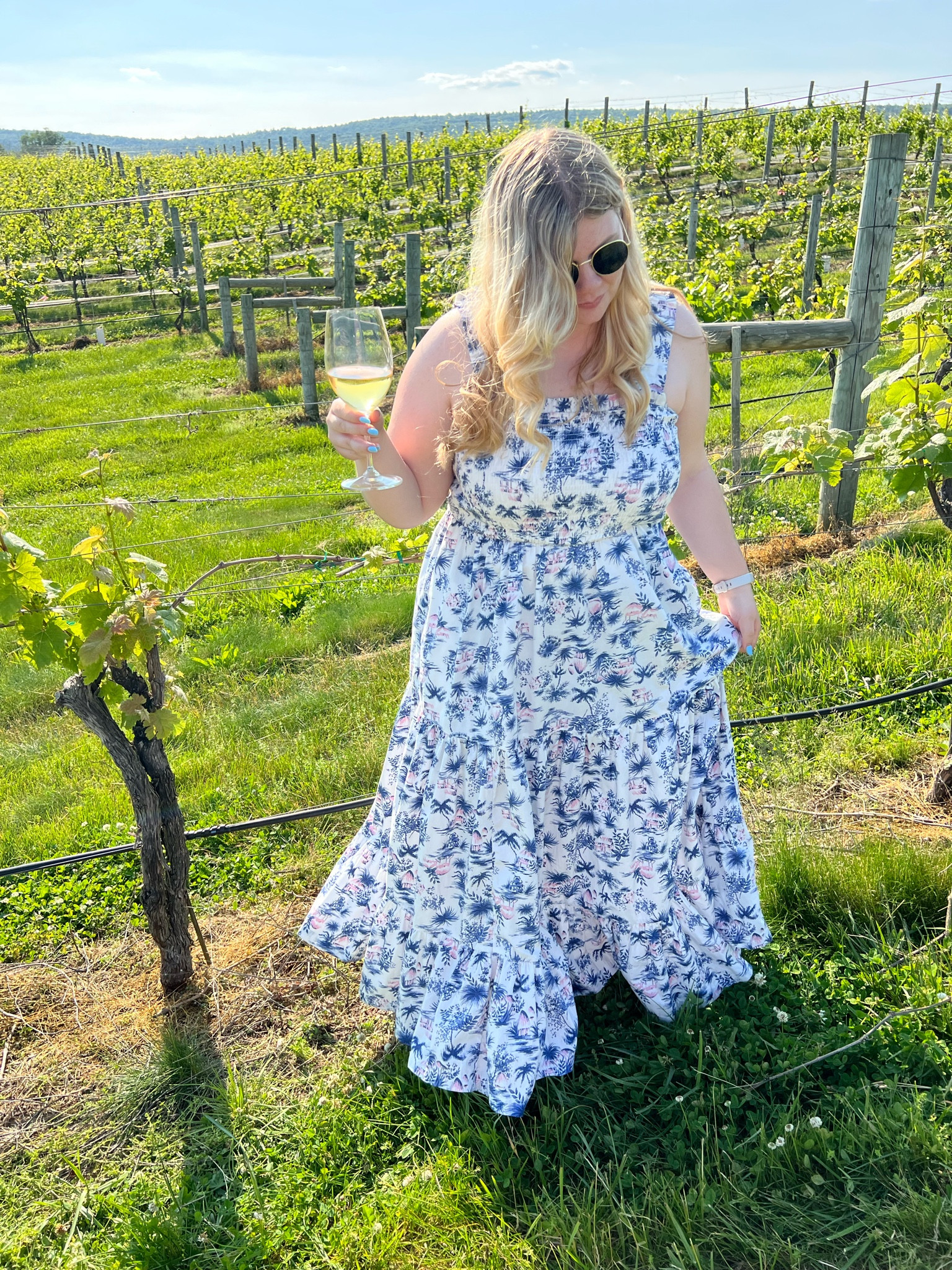 abercrombie smocked bodice maxi dress Women's Bra-Free Smocked Drop-Waist Maxi Dress in Cream Floral | Size L PETITE
