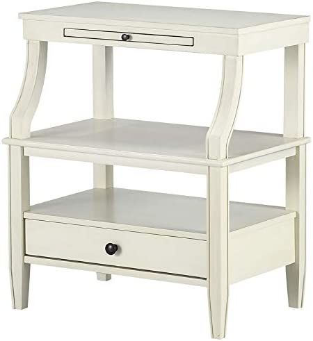 Comfort Pointe Newton Antique White Wood Storage Nightstand with a Drawer and Pull Out Tray | Amazon (US)