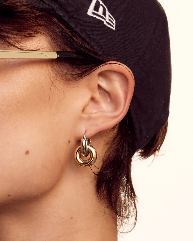 Two-Tone Interlock Hoops (Gold Ships Early February) | Luv Aj Inc.