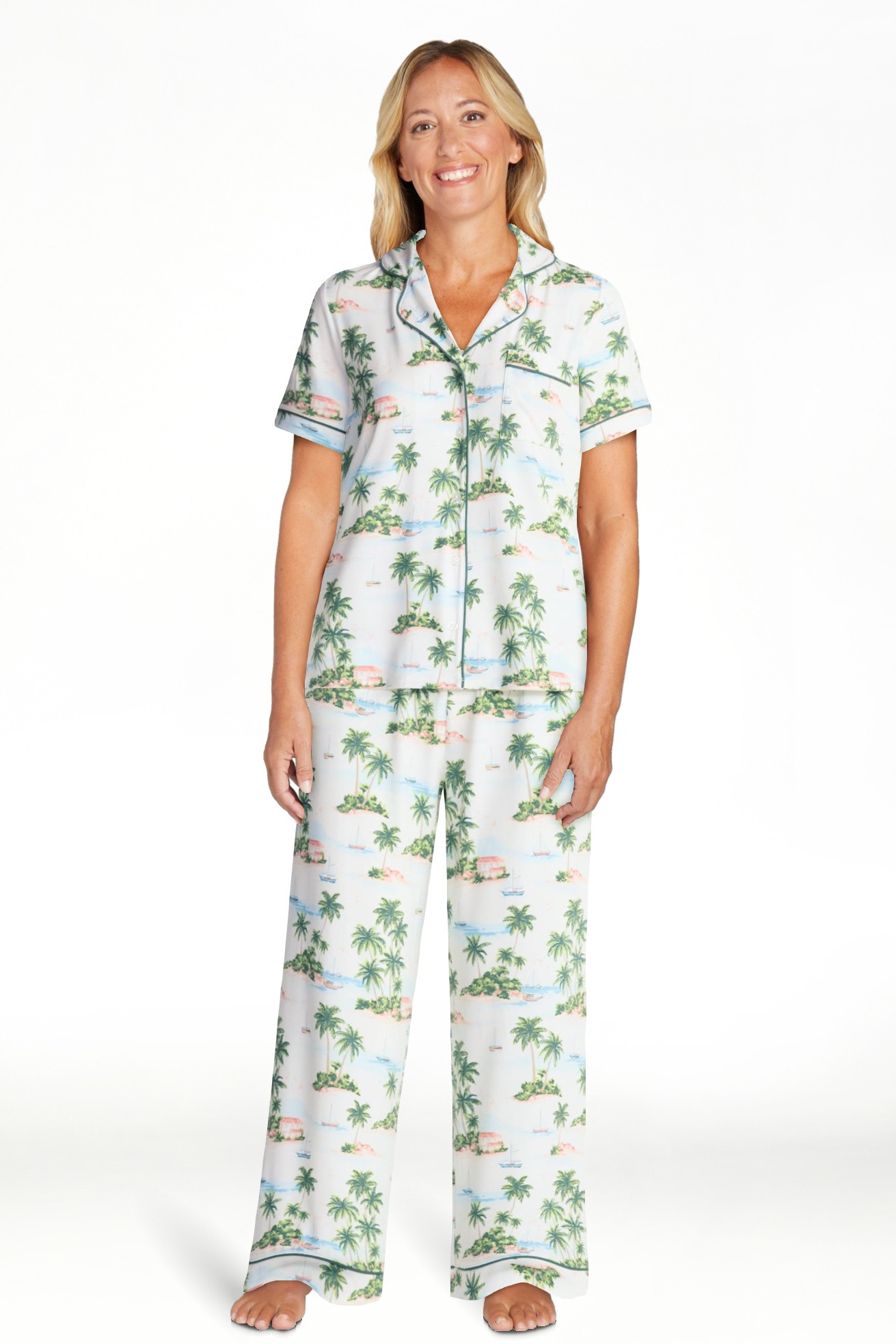 Joyspun Women's Dreamy Soft Collection Notch Collar Top and Capri Pants Pajama Set, 2-Piece, Size... | Walmart (US)