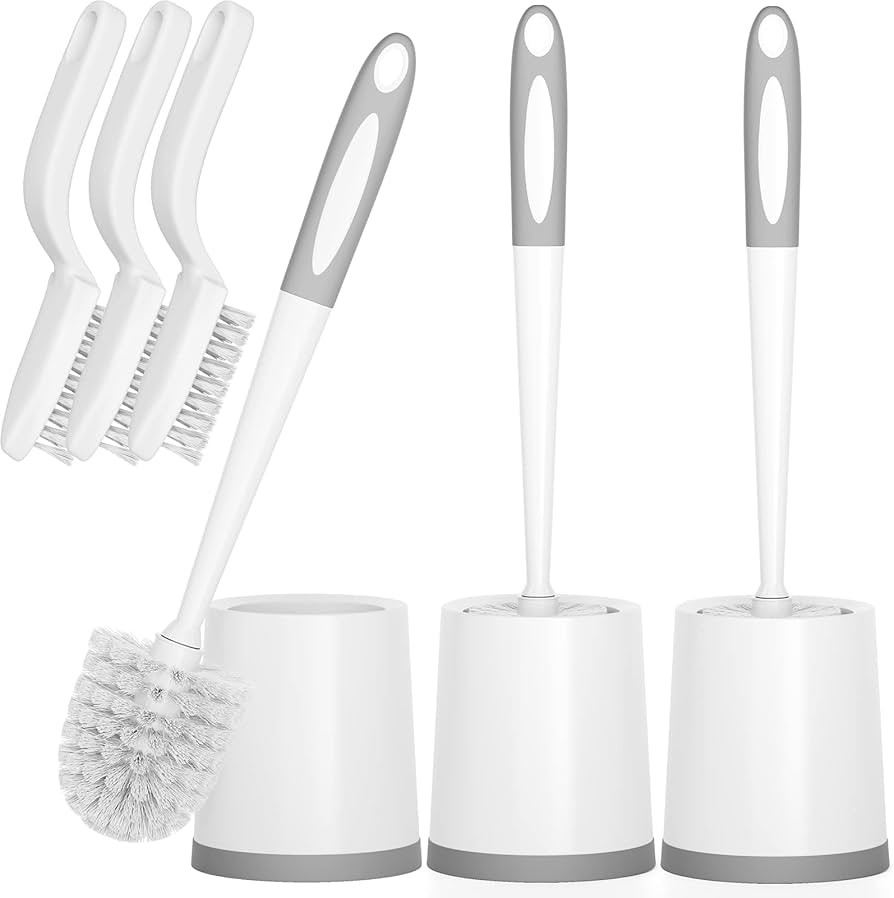 Toilet Brush, 3 Pack Toilet Brush and Holder Set Bathroom Accessories, Toilet Scrubber with 3 Cle... | Amazon (US)