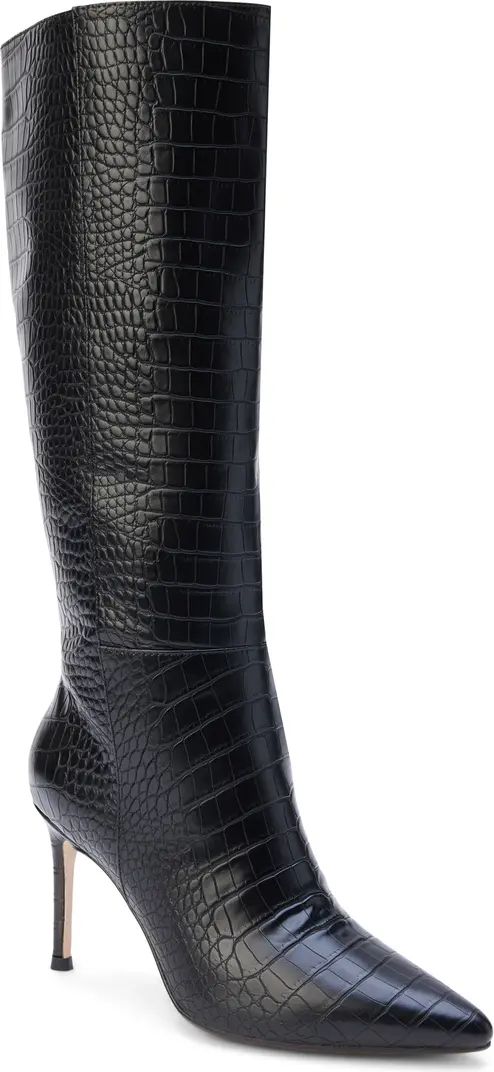 Alina Reptile Embossed Knee High Stiletto Boot (Women) | Nordstrom