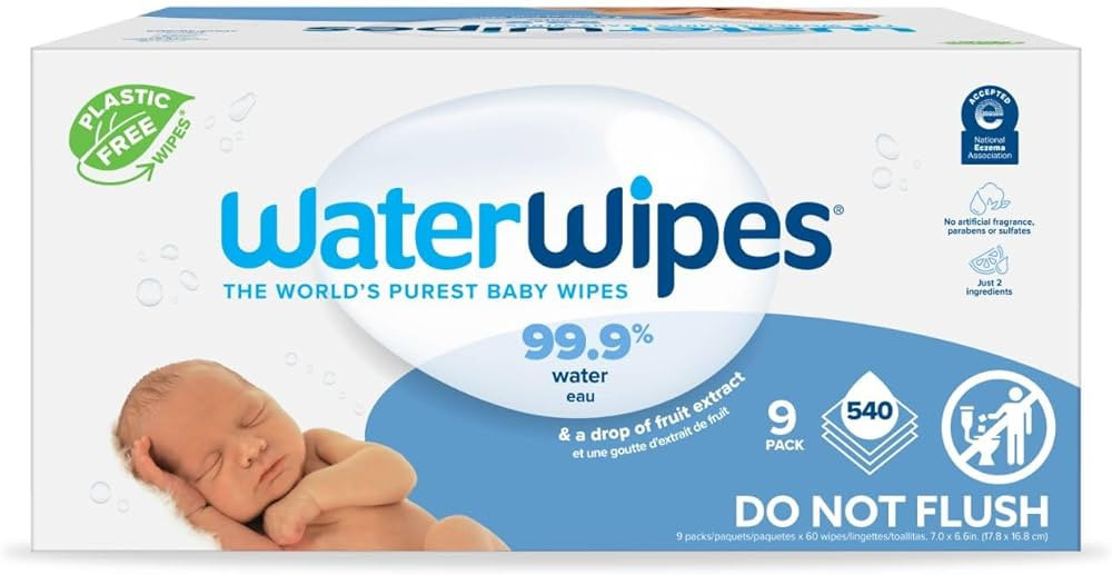 WaterWipes Plastic-Free Original-baby Wipes, 99.9% Water Based Wipes, Unscented & Hypoallergenic ... | Amazon (US)