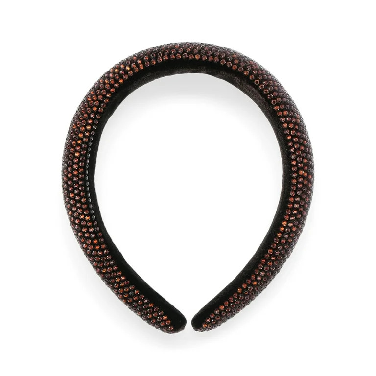 Time and Tru Women's Rhinestone Velvet Hair Headband, Brown | Walmart (US)