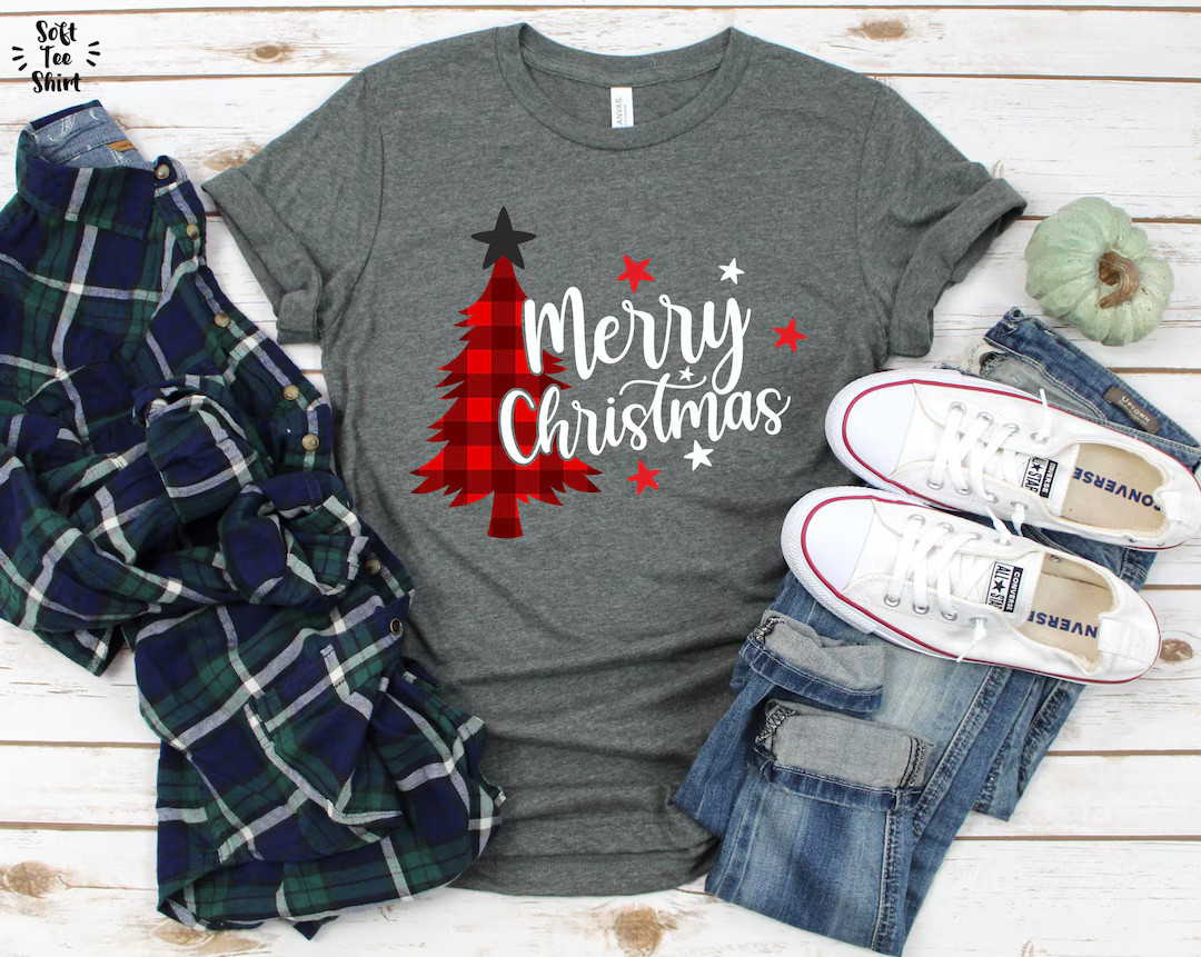 Merry Christmas Buffalo Plaid Shirt, Buffalo Plaid Shirt, Plaid Christmas Shirt, Christmas Tree S... | Etsy (US)
