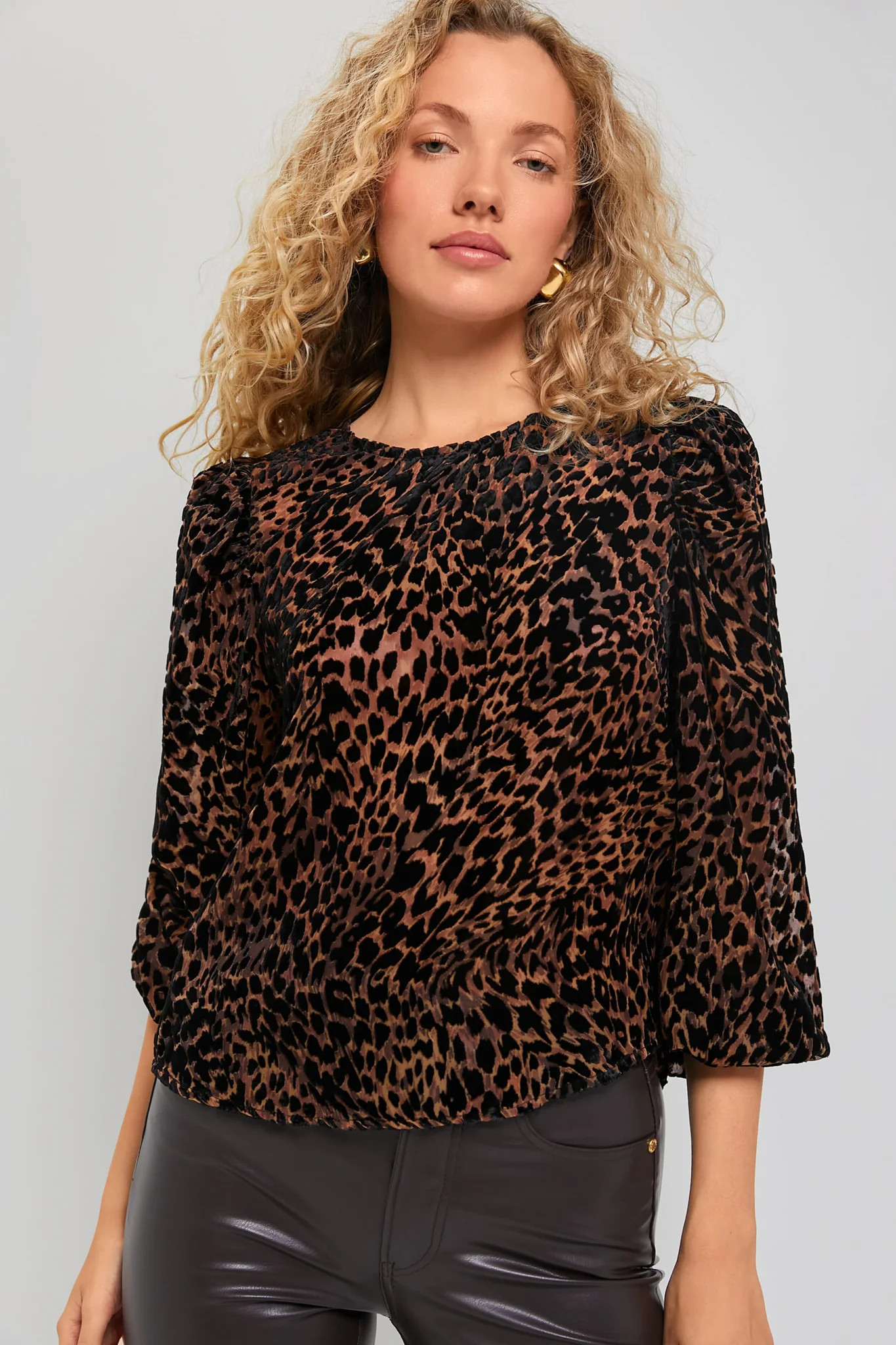 Leopard Velvet Burnout Carmen Blouse | Tuckernuck (US)