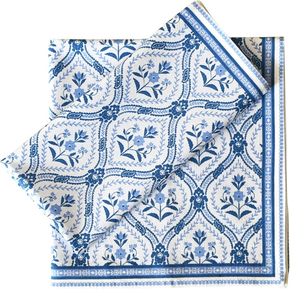 FINGERCRAFT Cloth Napkins, Set of 12 Cotton Linen Blend Printed Dinner Napkins Cloth Mitered Corn... | Amazon (US)