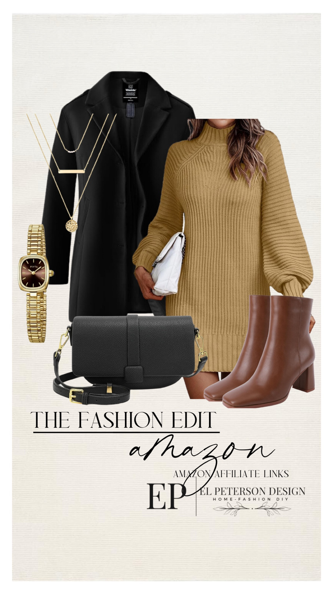 Long coat
Sweater dress
Booties
Watch
Necklace
Purse


#LTKStyleTip