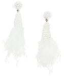 Mud Pie Women's Feather Earrings, Cream, One Size | Amazon (US)