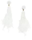 Mud Pie Women's Feather Earrings, Cream, One Size | Amazon (US)