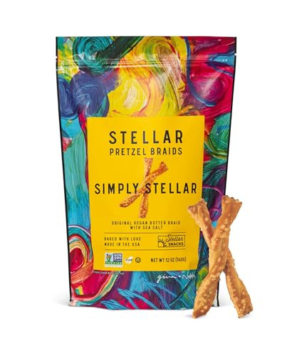Stellar Snacks Pretzel Braids, 12 OZ Large Bag - Vegan, Kosher, Non-GMO Rods, Twists, Sticks (12 Oz, Simply Stellar) | Amazon (US)