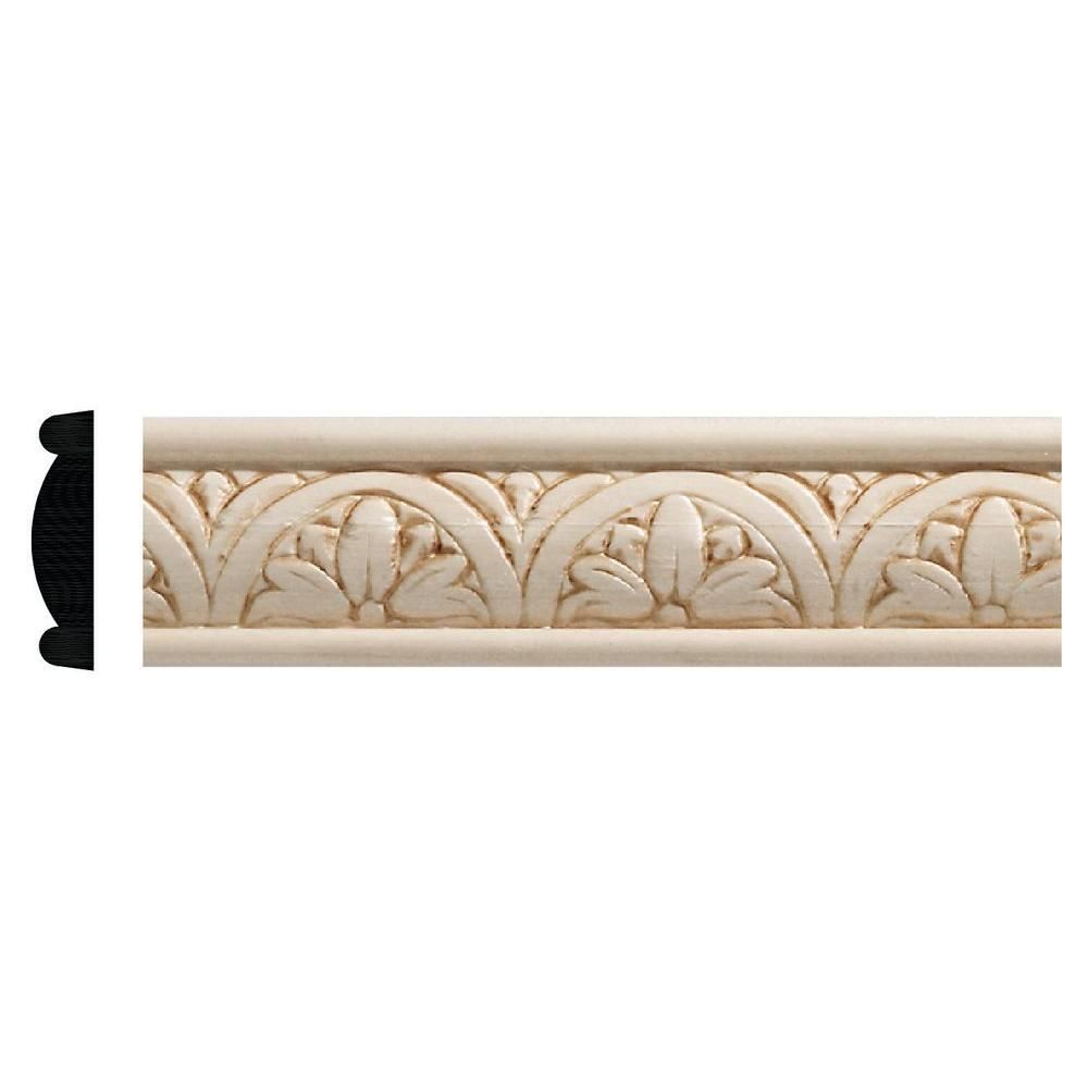 5/16 in. x 1-1/4 in. x 96 in. White Hardwood Embossed Floral Moulding | The Home Depot