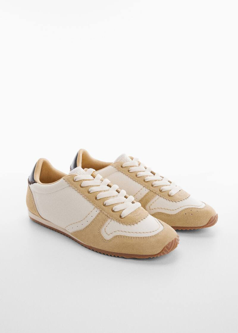 Leather panel sneakers | MANGO (US)