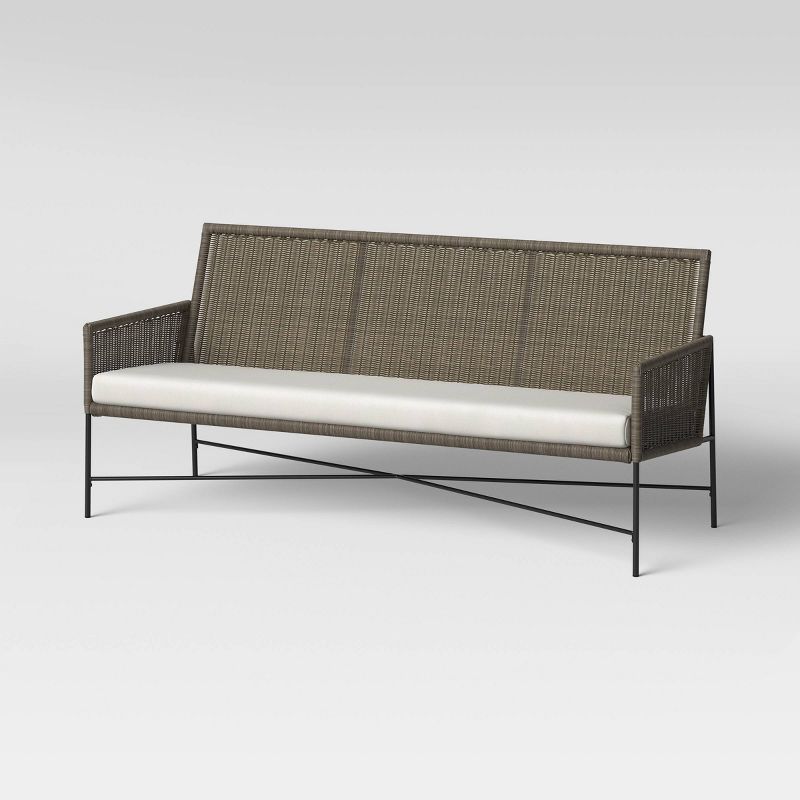 Wicker &#38; Metal X Frame Patio Sofa - Gray - Threshold&#8482; designed with Studio McGee | Target