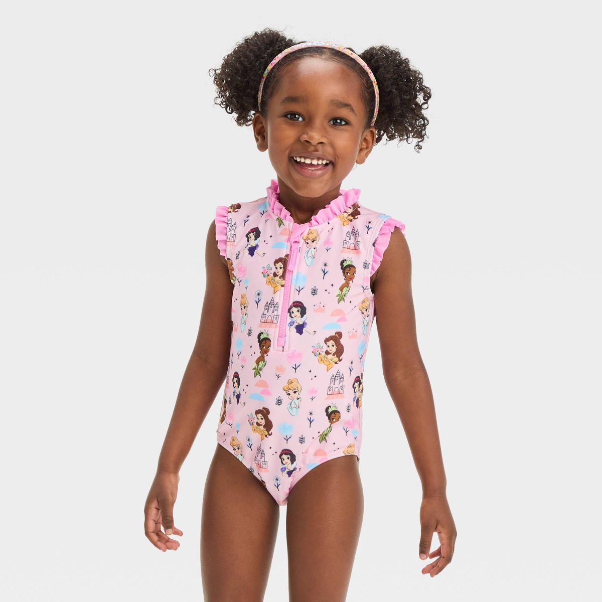 Toddler Girls' Disney Princess One Piece Swimsuit Set - Pink | Target