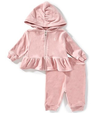 Baby Girls Long Sleeve Velour Hoodie & Jogger Pants Set | Dillard's
