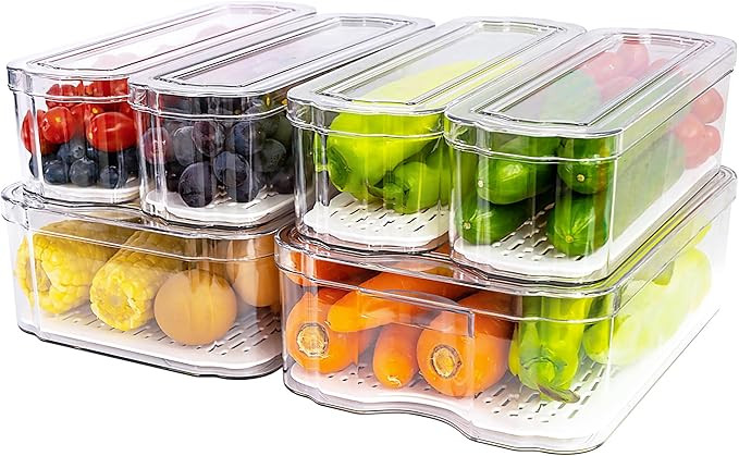 SMRCAD Fridge Organizers and Storage, 6 Pack Clear Freezer Organizer Bins with Lids for Kitchen, ... | Amazon (US)