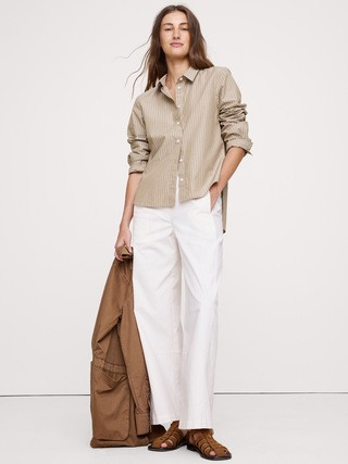 Boxy Cotton Poplin Shirt | Banana Republic (US)