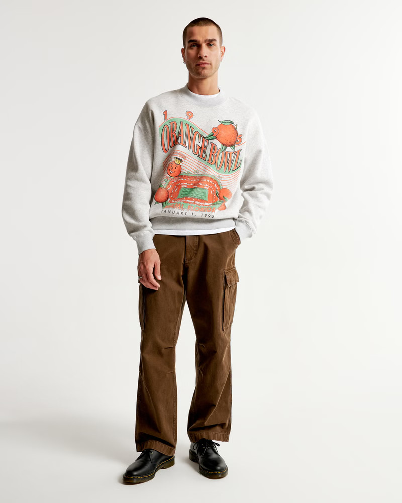 Men's Vintage Orange Bowl Graphic Crew Sweatshirt | Men's Tops | Abercrombie.com | Abercrombie & Fitch (US)
