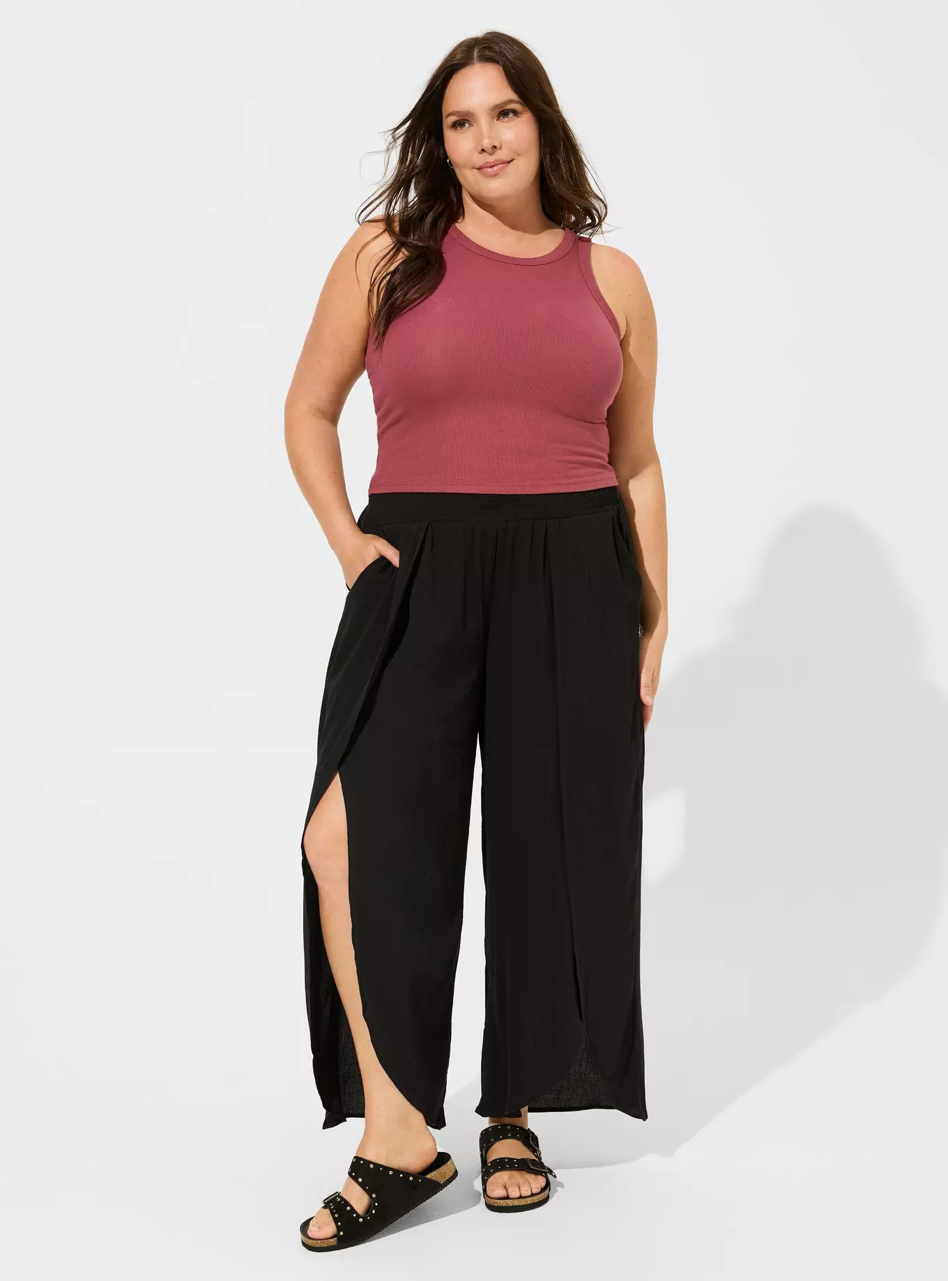 Cropped Fitted Slub Rib High Neck Tank | Torrid (US & Canada)